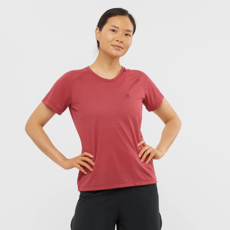 Camiseta Salomon Cross Rebel Curta Sleeve Feminino Vermelhas | PT E54108